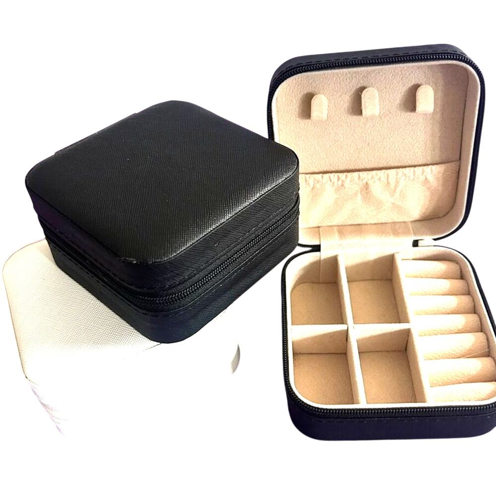 NEW Travel Jewelry Organizer Case Black Compact Zip Storage Box